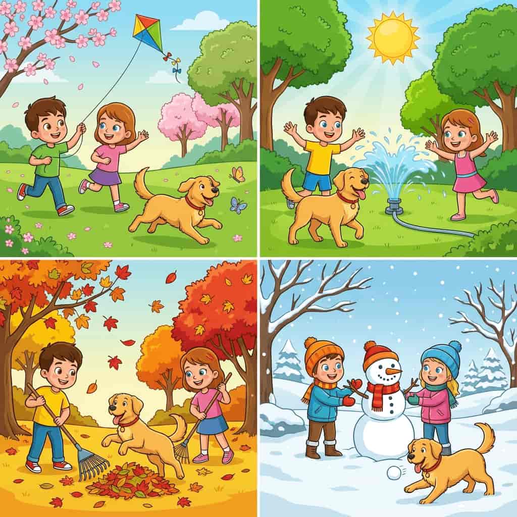 Four-panel seasonal image generated with Nana Banana AI text to image