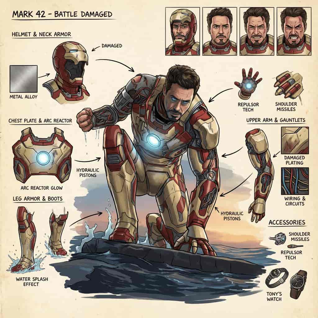 Character concept design sheet generated with Nana Banana AI image to image